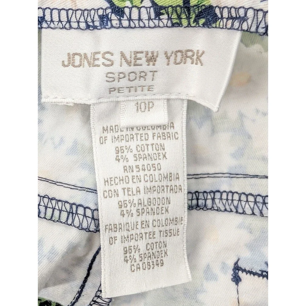 Jones New York Sport Daisy Floral High Rise Straight Ankle Pants Size 10 Petite